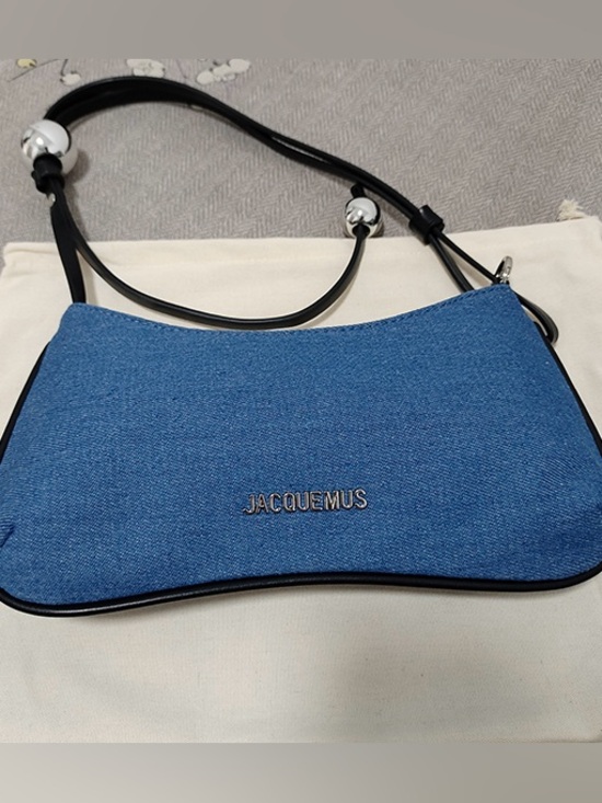 Jacquemus Handbags - Jacquemus Blue Denim Mini Shoulder Bag with Black Strap
